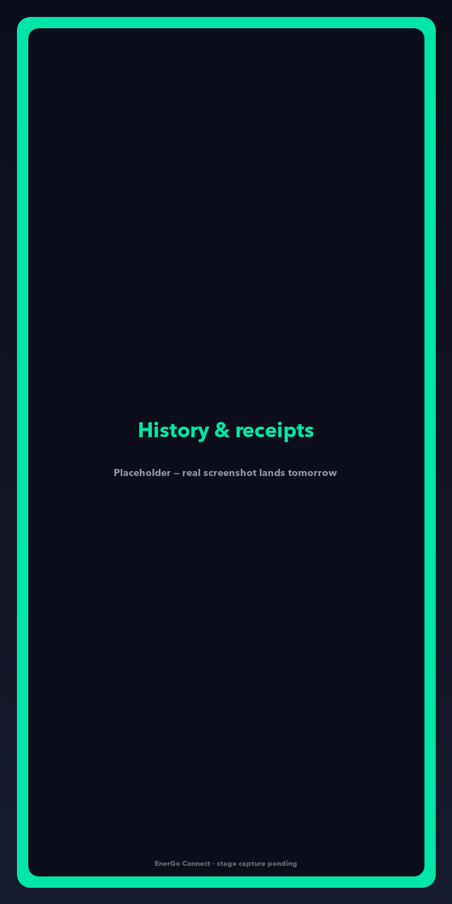 Driver app — session history list with downloadable PDF receipts and CSV export