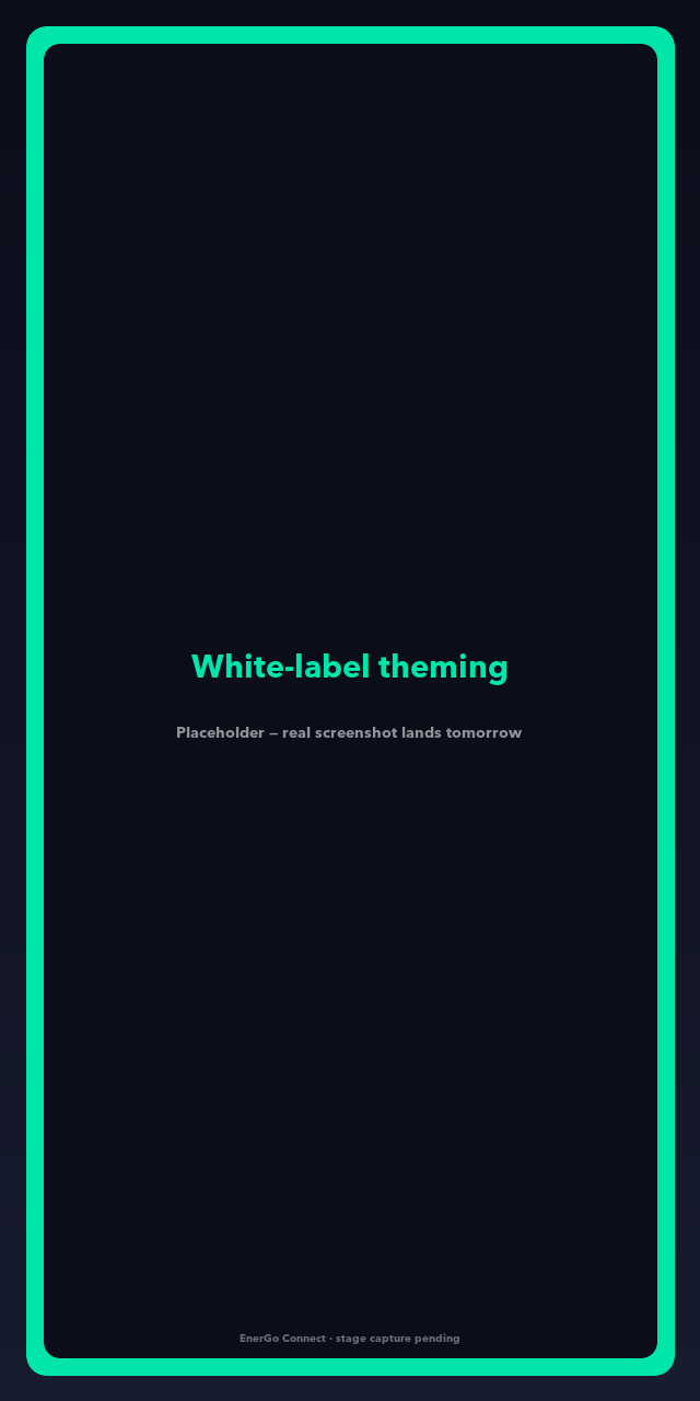 Driver app — three branded variants showing the same app theme-able to different operator brands