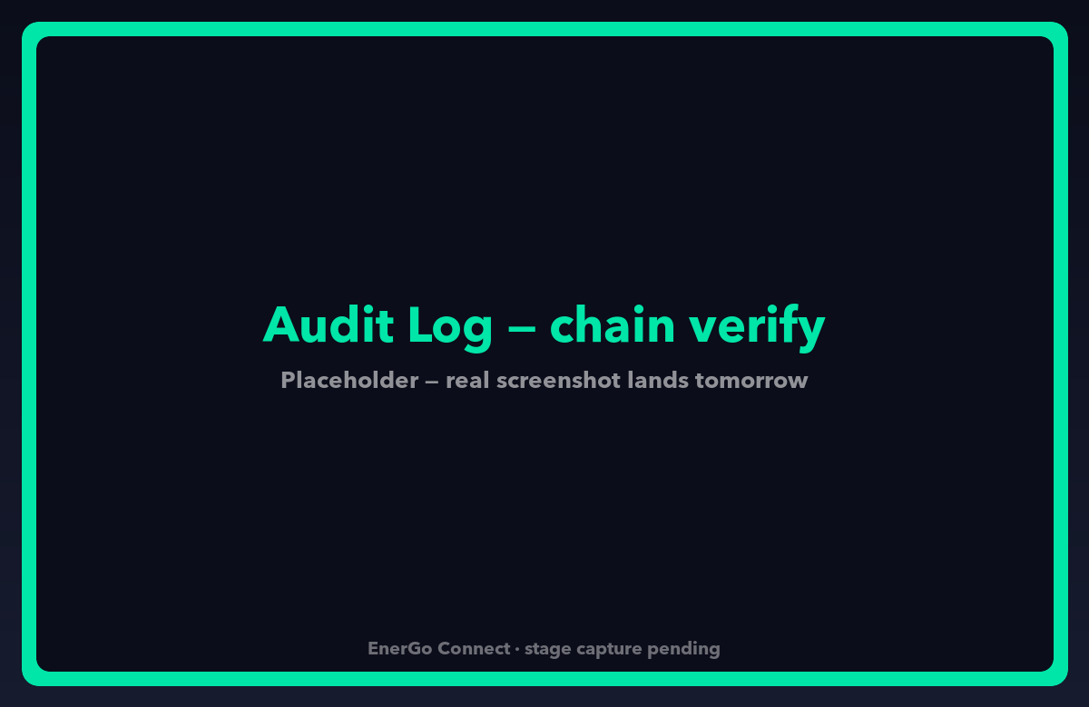 Operator portal — Audit log timeline with daily anchor hash and chain verify status