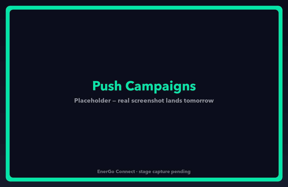 Operator portal — Push campaigns list with sort, filter, search, and per-row actions